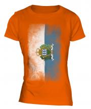 Sao Tome E Principe Faded Flag Ladies T-Shirt