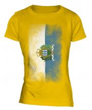 Sao Tome E Principe Faded Flag Ladies T-Shirt