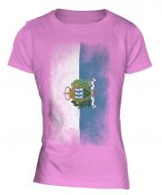 Sao Tome E Principe Faded Flag Ladies T-Shirt