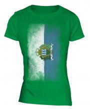 Sao Tome E Principe Faded Flag Ladies T-Shirt