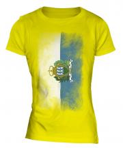 Sao Tome E Principe Faded Flag Ladies T-Shirt