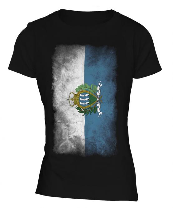 Sao Tome E Principe Faded Flag Ladies T-Shirt