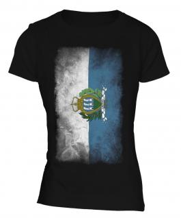Sao Tome E Principe Faded Flag Ladies T-Shirt