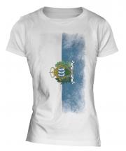 Sao Tome E Principe Faded Flag Ladies T-Shirt