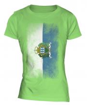 Sao Tome E Principe Faded Flag Ladies T-Shirt