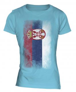 Serbia Faded Flag Ladies T-Shirt