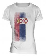 Serbia Faded Flag Ladies T-Shirt