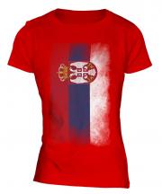 Serbia Faded Flag Ladies T-Shirt