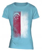 Singapore Faded Flag Ladies T-Shirt