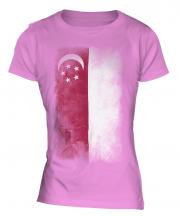 Singapore Faded Flag Ladies T-Shirt