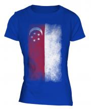 Singapore Faded Flag Ladies T-Shirt