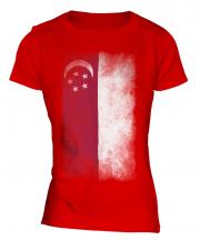 Singapore Faded Flag Ladies T-Shirt