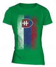 Slovakia Faded Flag Ladies T-Shirt