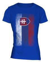 Slovakia Faded Flag Ladies T-Shirt