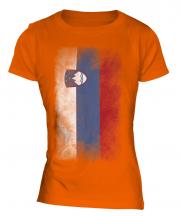 Slovenia Faded Flag Ladies T-Shirt