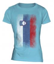 Slovenia Faded Flag Ladies T-Shirt