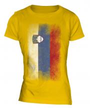 Slovenia Faded Flag Ladies T-Shirt