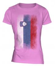 Slovenia Faded Flag Ladies T-Shirt