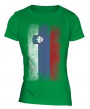 Slovenia Faded Flag Ladies T-Shirt