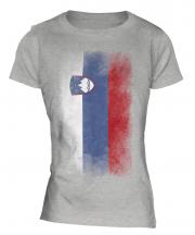 Slovenia Faded Flag Ladies T-Shirt