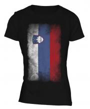 Slovenia Faded Flag Ladies T-Shirt