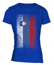 Slovenia Faded Flag Ladies T-Shirt