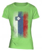 Slovenia Faded Flag Ladies T-Shirt