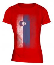 Slovenia Faded Flag Ladies T-Shirt