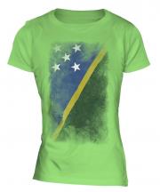 Solomon Islands Faded Flag Ladies T-Shirt