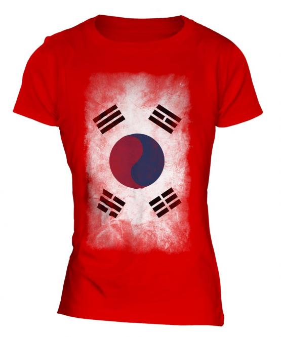 South Korea Faded Flag Ladies T-Shirt