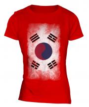 South Korea Faded Flag Ladies T-Shirt