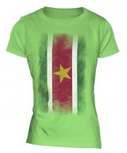 Suriname Faded Flag Ladies T-Shirt