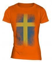 Sweden Faded Flag Ladies T-Shirt