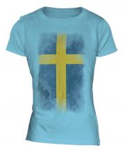 Sweden Faded Flag Ladies T-Shirt