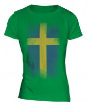 Sweden Faded Flag Ladies T-Shirt