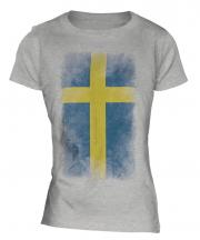 Sweden Faded Flag Ladies T-Shirt
