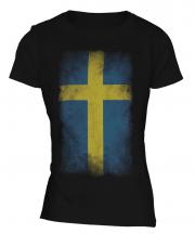 Sweden Faded Flag Ladies T-Shirt