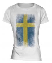 Sweden Faded Flag Ladies T-Shirt