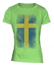 Sweden Faded Flag Ladies T-Shirt