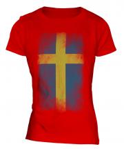Sweden Faded Flag Ladies T-Shirt