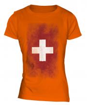 Switzerland Faded Flag Ladies T-Shirt