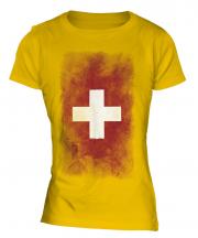 Switzerland Faded Flag Ladies T-Shirt