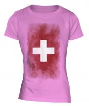 Switzerland Faded Flag Ladies T-Shirt