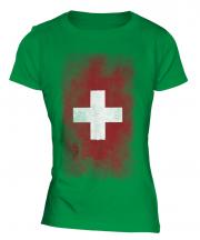 Switzerland Faded Flag Ladies T-Shirt