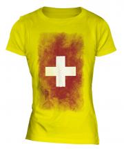 Switzerland Faded Flag Ladies T-Shirt