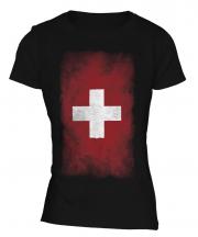 Switzerland Faded Flag Ladies T-Shirt