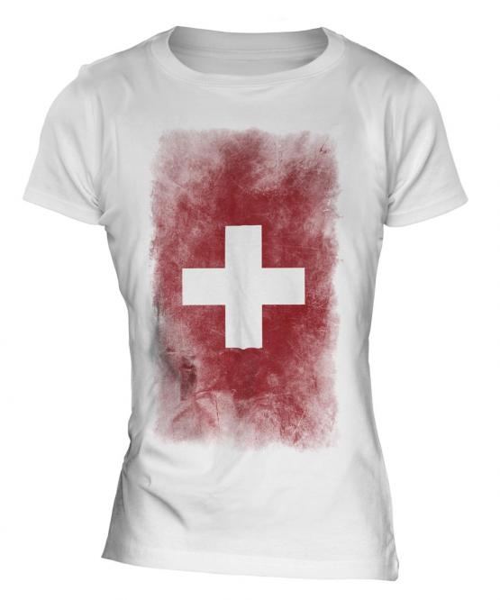 Switzerland Faded Flag Ladies T-Shirt