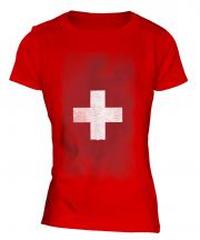 Switzerland Faded Flag Ladies T-Shirt