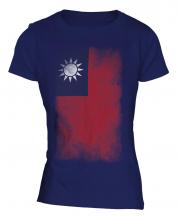Taiwan Faded Flag Ladies T-Shirt