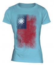 Taiwan Faded Flag Ladies T-Shirt